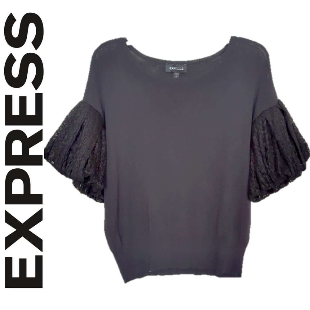 🌸 EXPRESS PUFF LACE SLEEVE SWEATER